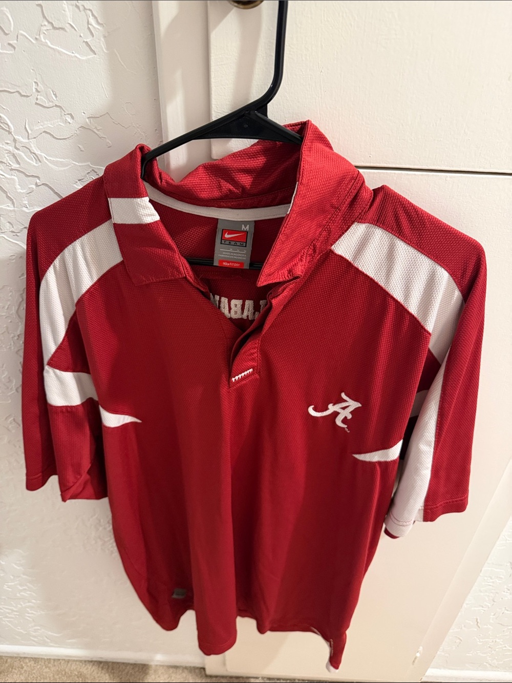 Nike Red & White Men's Polo with A Logo Alabama Crimson Tide